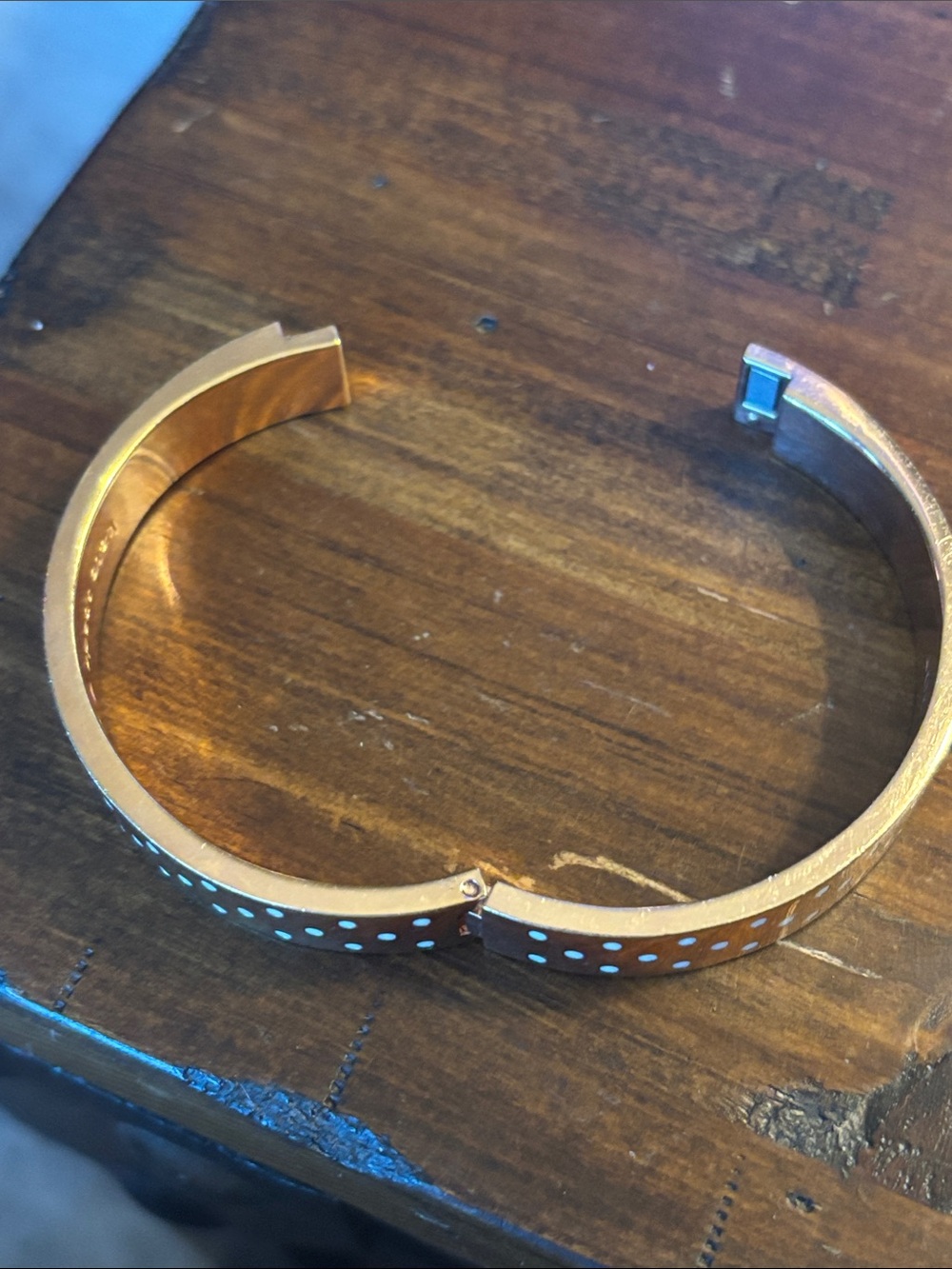 Kate Spade New York On The Dot Polka Dot Hinged Bangle Bracelet - Picture 3 of 3